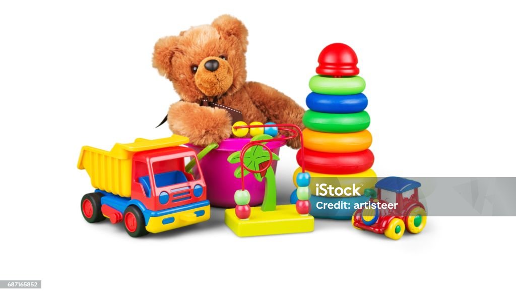 Toys collection isolated on background